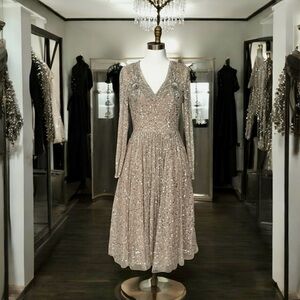 Aidan Mattox Silver Sequin Kids Dress